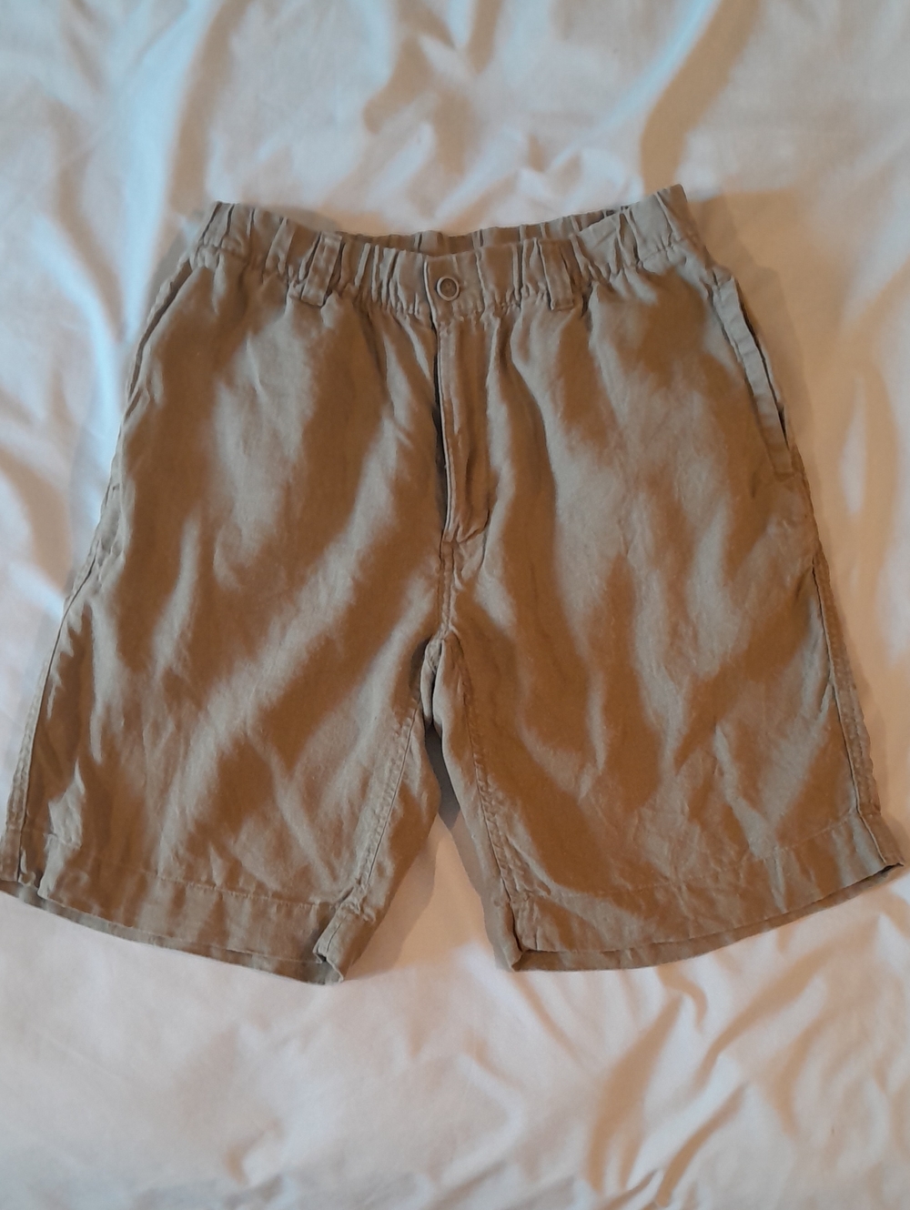 Caribbean Men's 100% Linen, Tan, Flat-Front Shorts